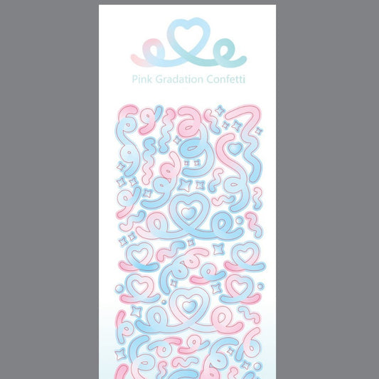 Gradient Heart Laser Ribbon Stickers