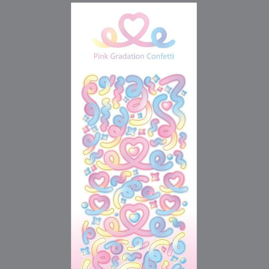 Gradient Heart Laser Ribbon Stickers