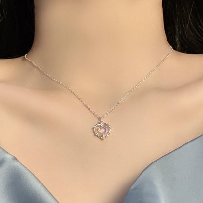 Gradient Heart Pendant Necklace for Women