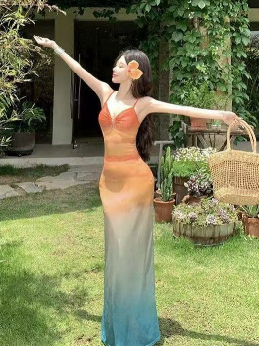 Gradient Mesh Fishtail Dress