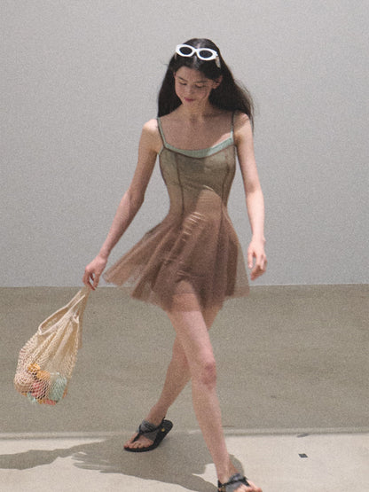 Gradient Mesh Sling Dress