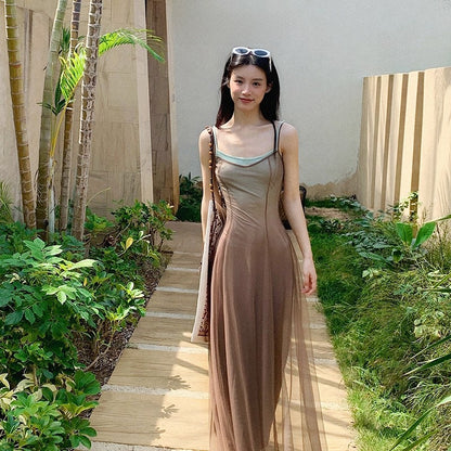 Gradient Mesh Sling Dress
