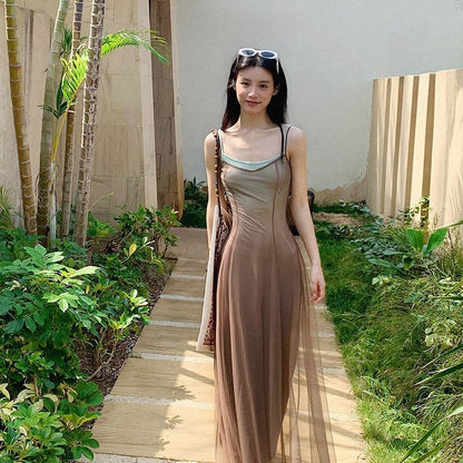 Gradient Mesh Sling Dress