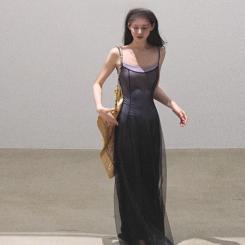 Gradient Mesh Sling Dress