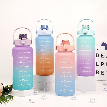 Gradient Plastic Water Bottle with Straw 2L