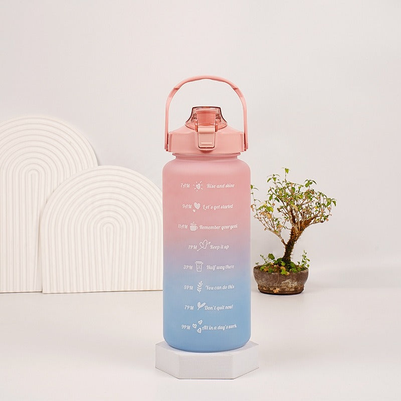 Gradient Plastic Water Bottle with Straw 2L