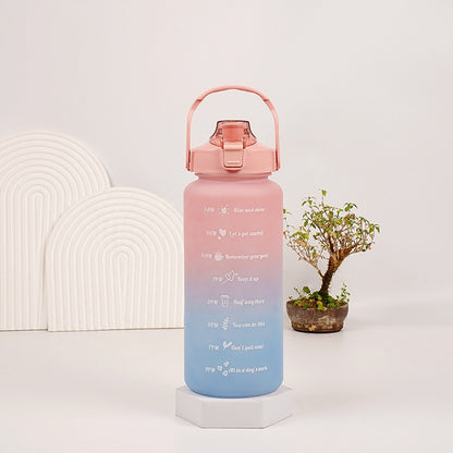 Gradient Plastic Water Bottle with Straw 2L