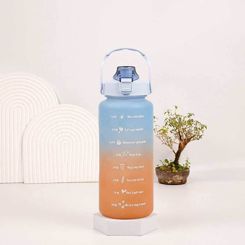 Gradient Plastic Water Bottle with Straw 2L
