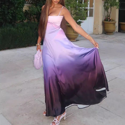 Gradient strappy dress long dress