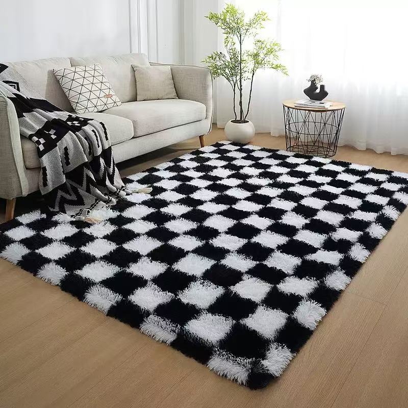Gradient tie-dyed plush carpet