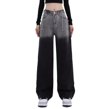 Gradually darkening black jeans for women