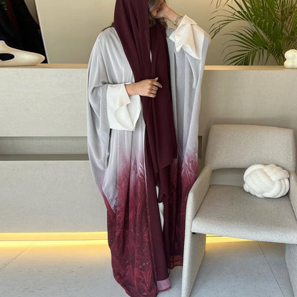 Graduated color long robe cardigan