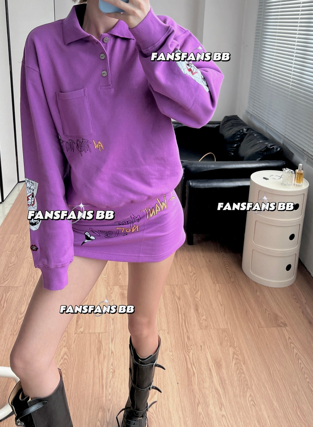 Graffiti Cotton Polo Shirt Long Sleeve Tee Sweatshirt Hoodie Sweatpants Skirt