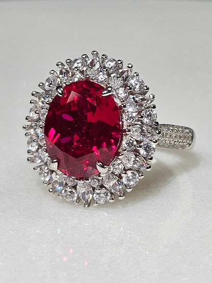 Grand pigeon blood red gemstone diamond ring