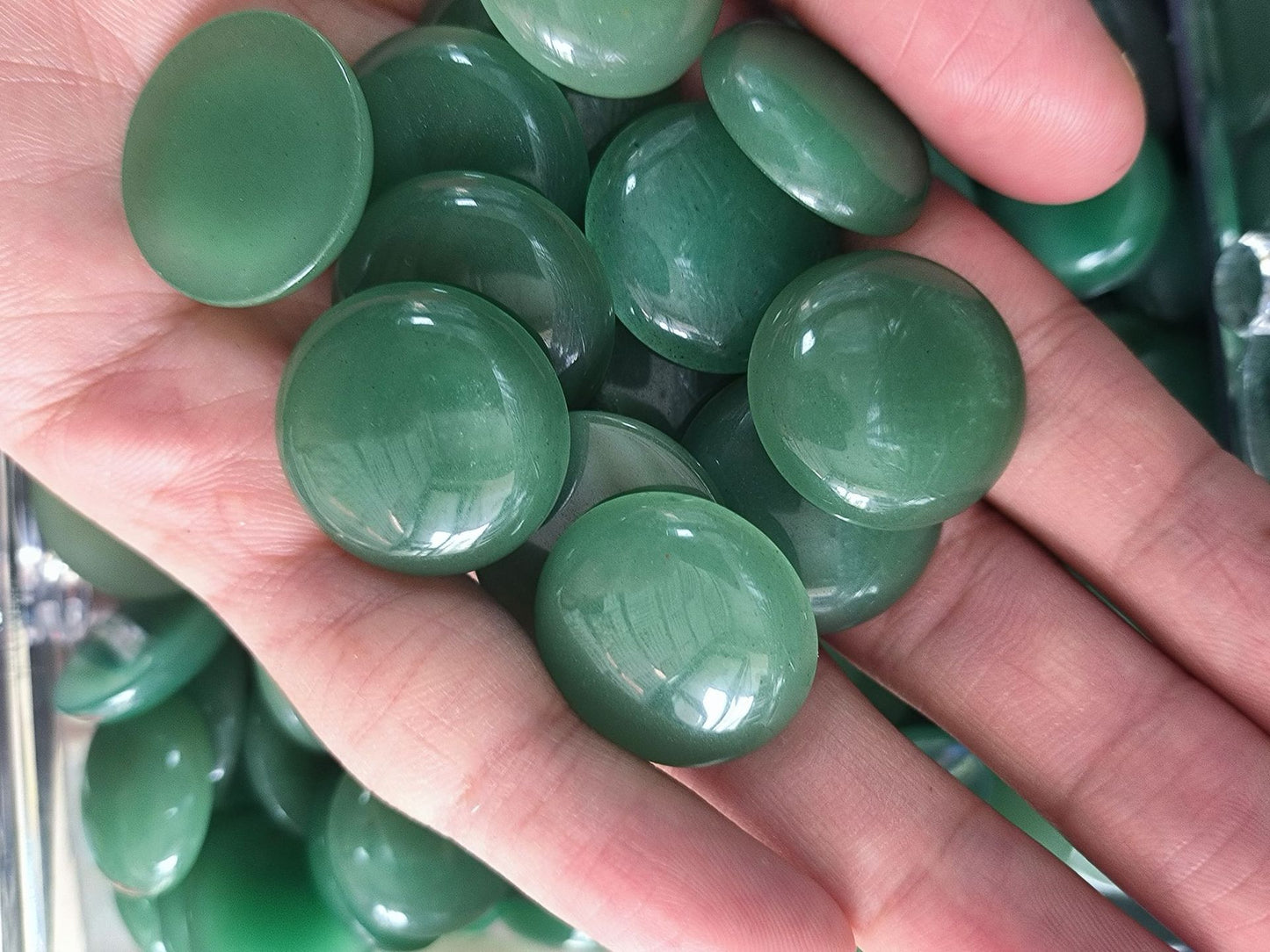 Green Aventurine Semicircular Ring Surface Bare Stone Pendant