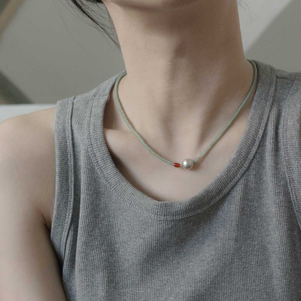Green beaded necklace