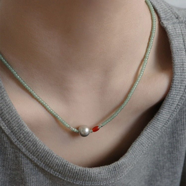 Green beaded necklace