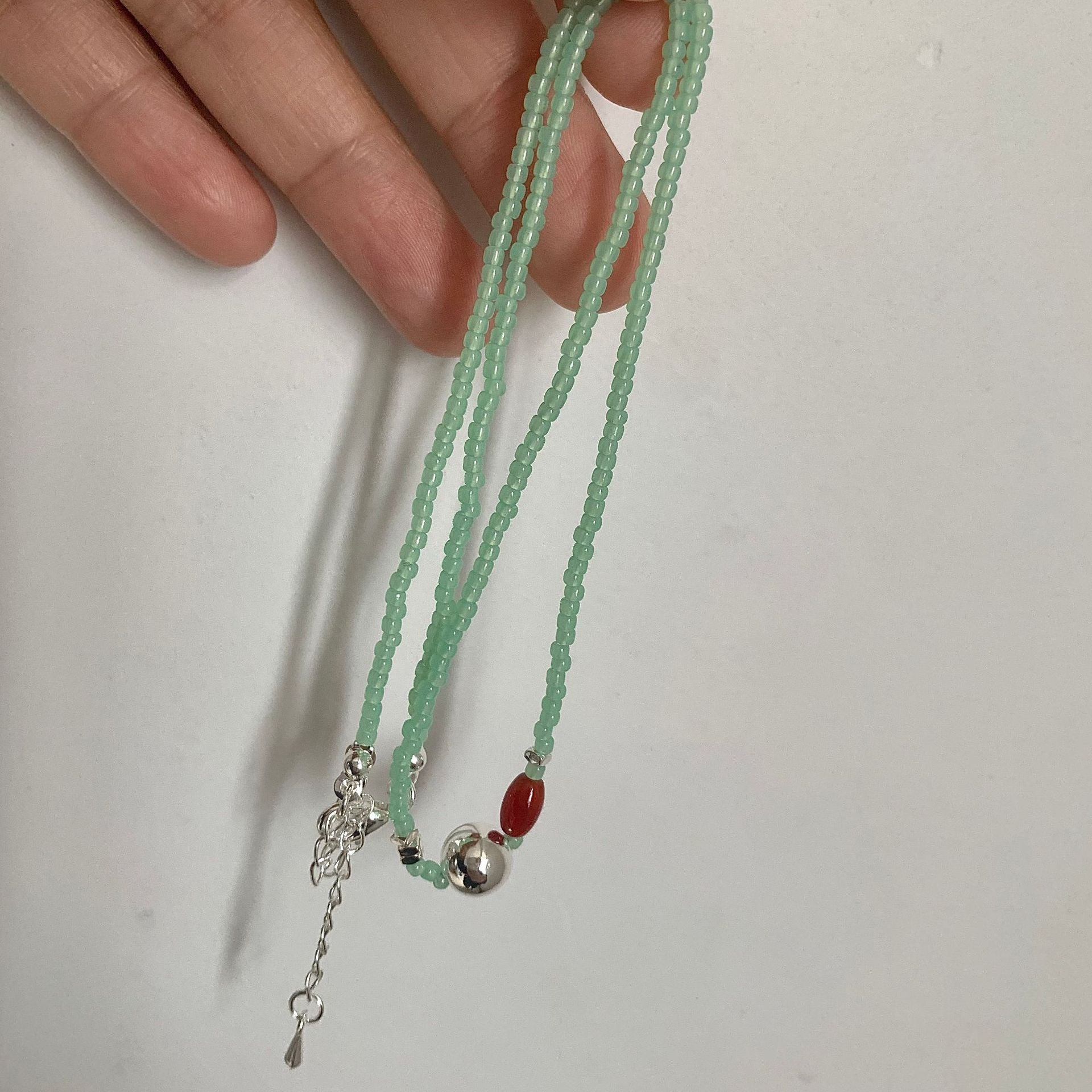 Green beaded necklace
