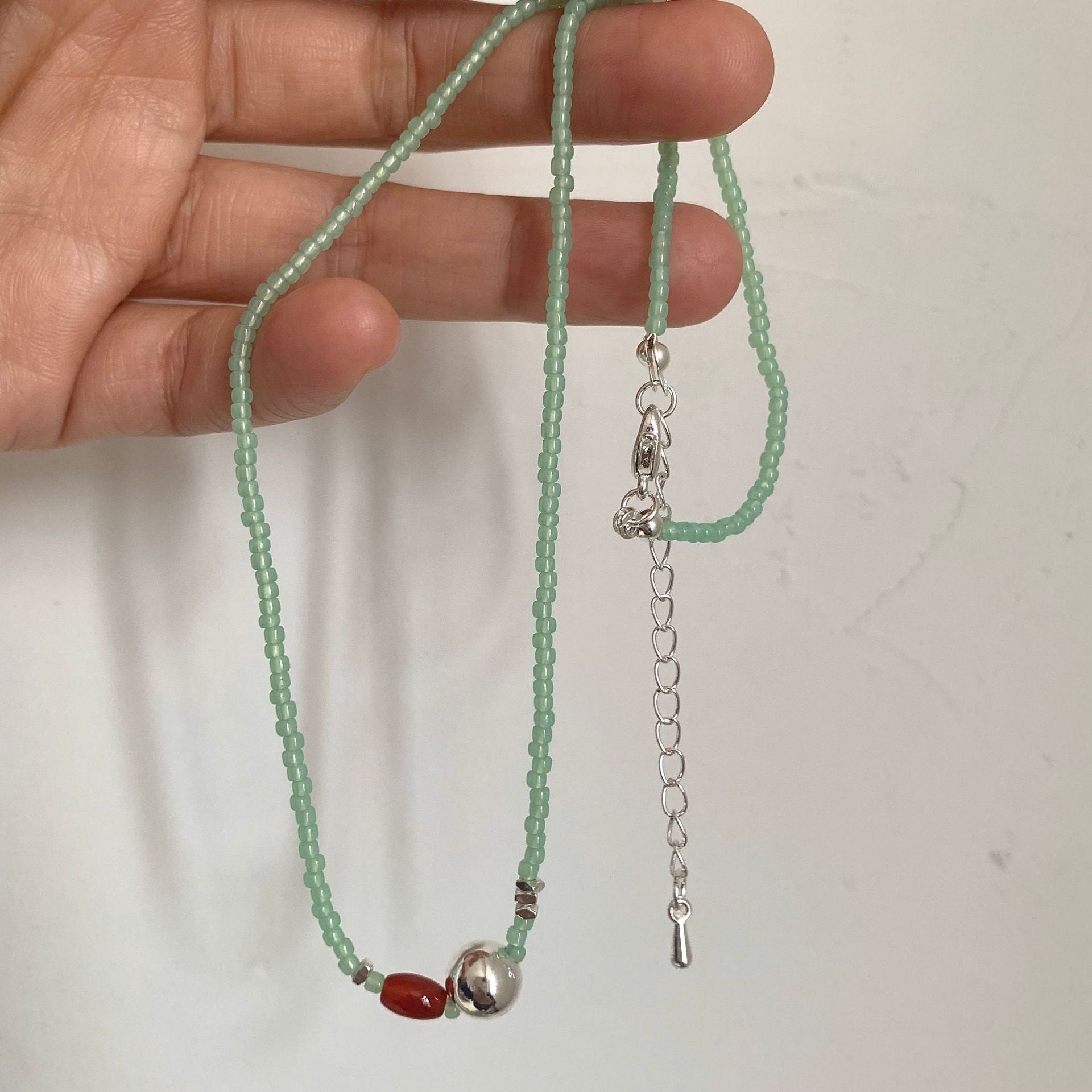 Green beaded necklace