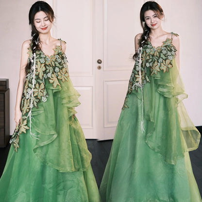 Green Fairy Style Bridal Toast Dress