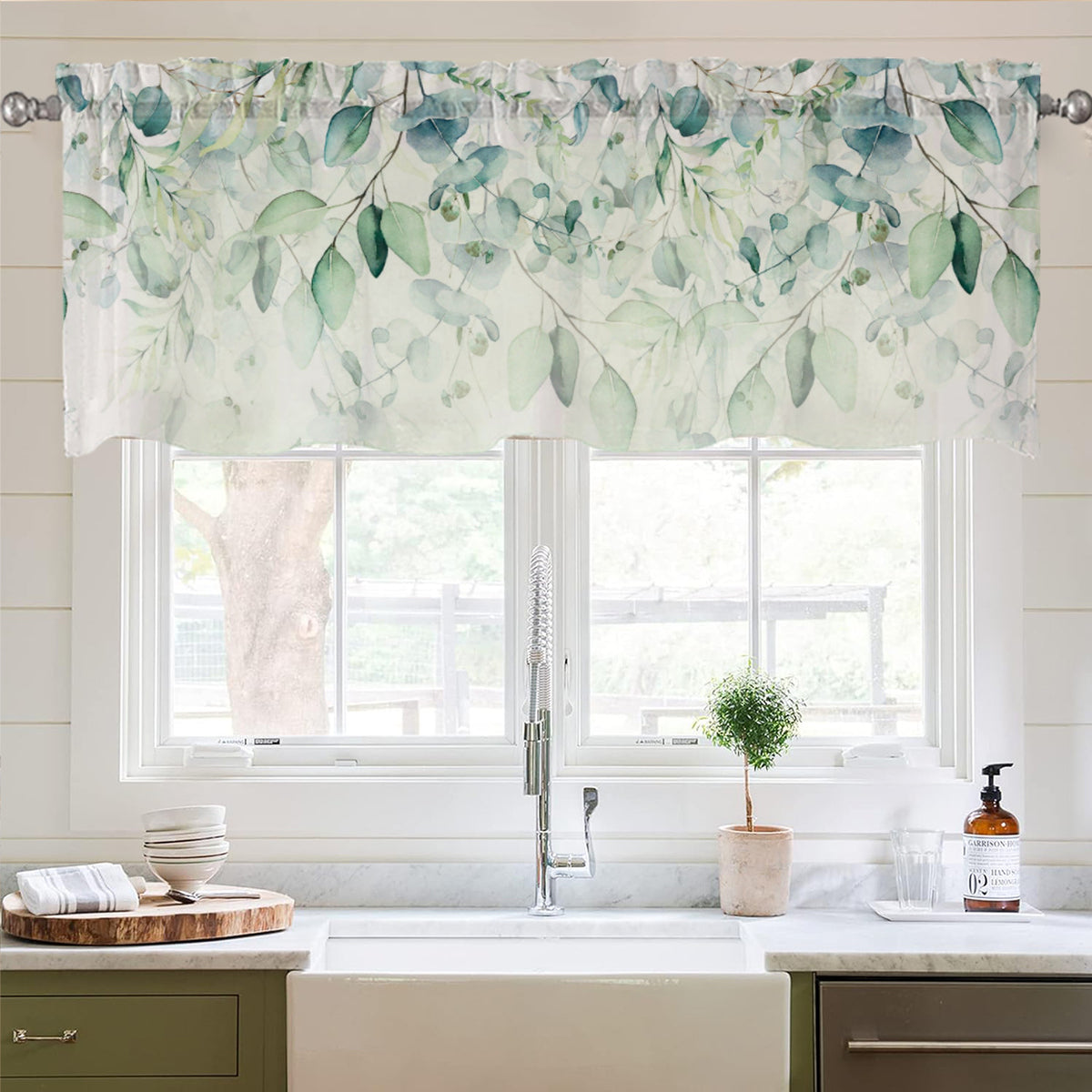Green Leaf Polyester Door Curtain