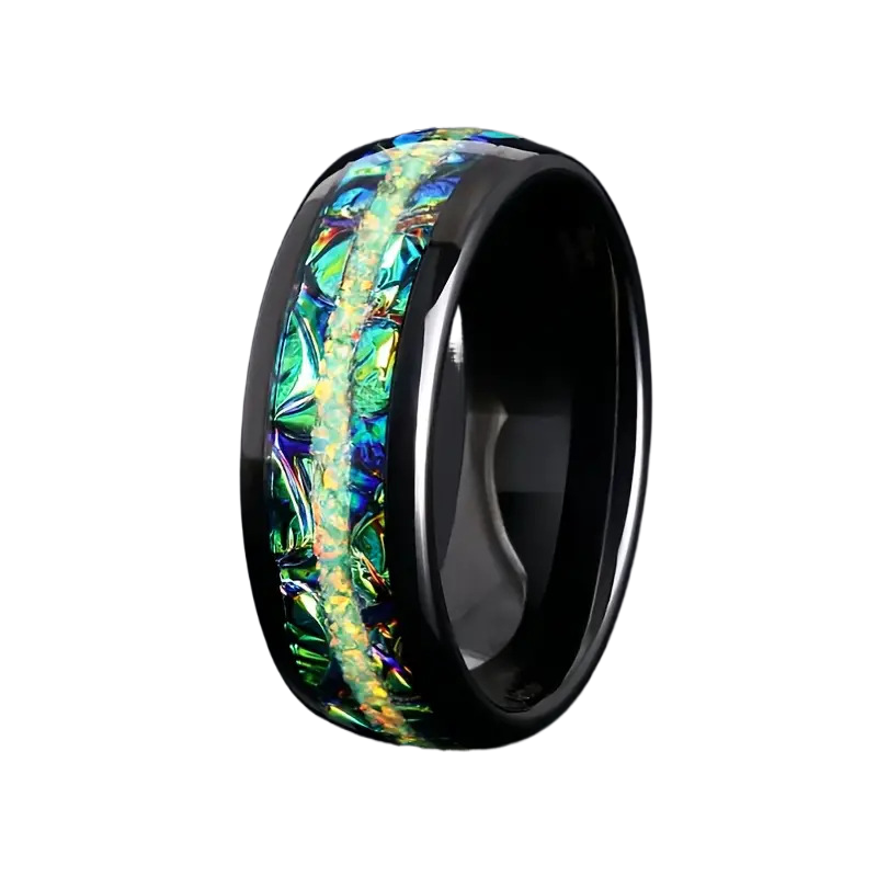 Green Opal Stainless Steel Ring
