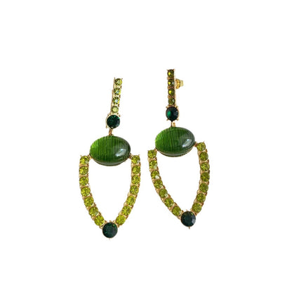 Green Textured Hollow-Out Stud Earrings
