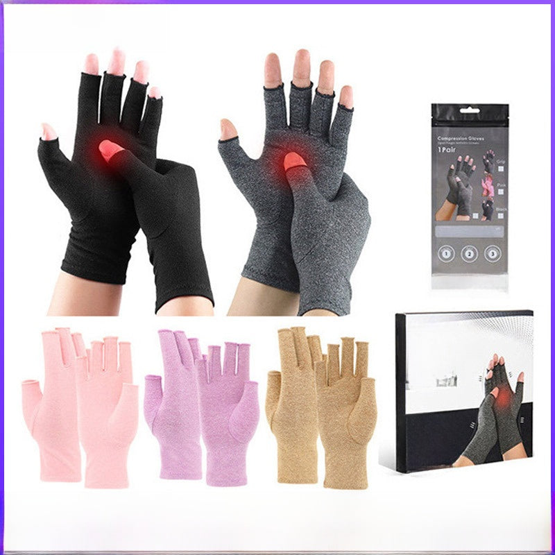 Grey Half-Finger Protective Pressure Gloves