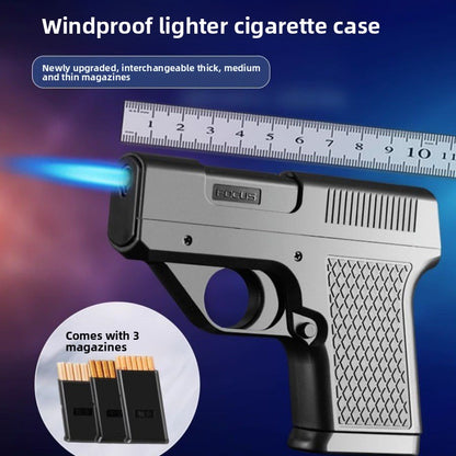 Gun Shaped Windproof Lighter Cigarette Case