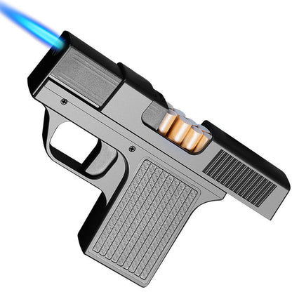 Gun Type Windproof Inflatable Lighter Cigarette Case Integrated Personality Creative Pistol Cartridge Can Be Changed Thick Medium Fine Cigarette Case
