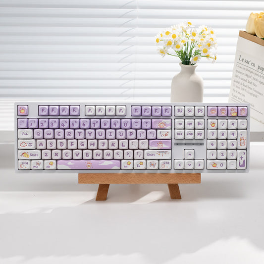 H108 Mechanical Keyboard Wired Wireless Bluetooth Full-Key Anti-Ghosting for Girls Office Gaming Cute Rgb Lighting Silent