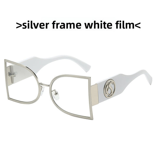 Half-circular metal frame sunglasses