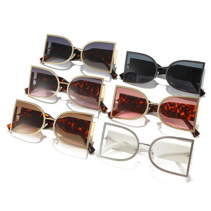 Half-circular metal frame sunglasses