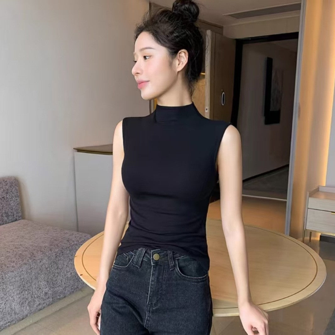 Half-high Collar Sleeveless Vest
