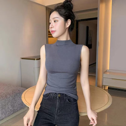 Half-high Collar Sleeveless Vest