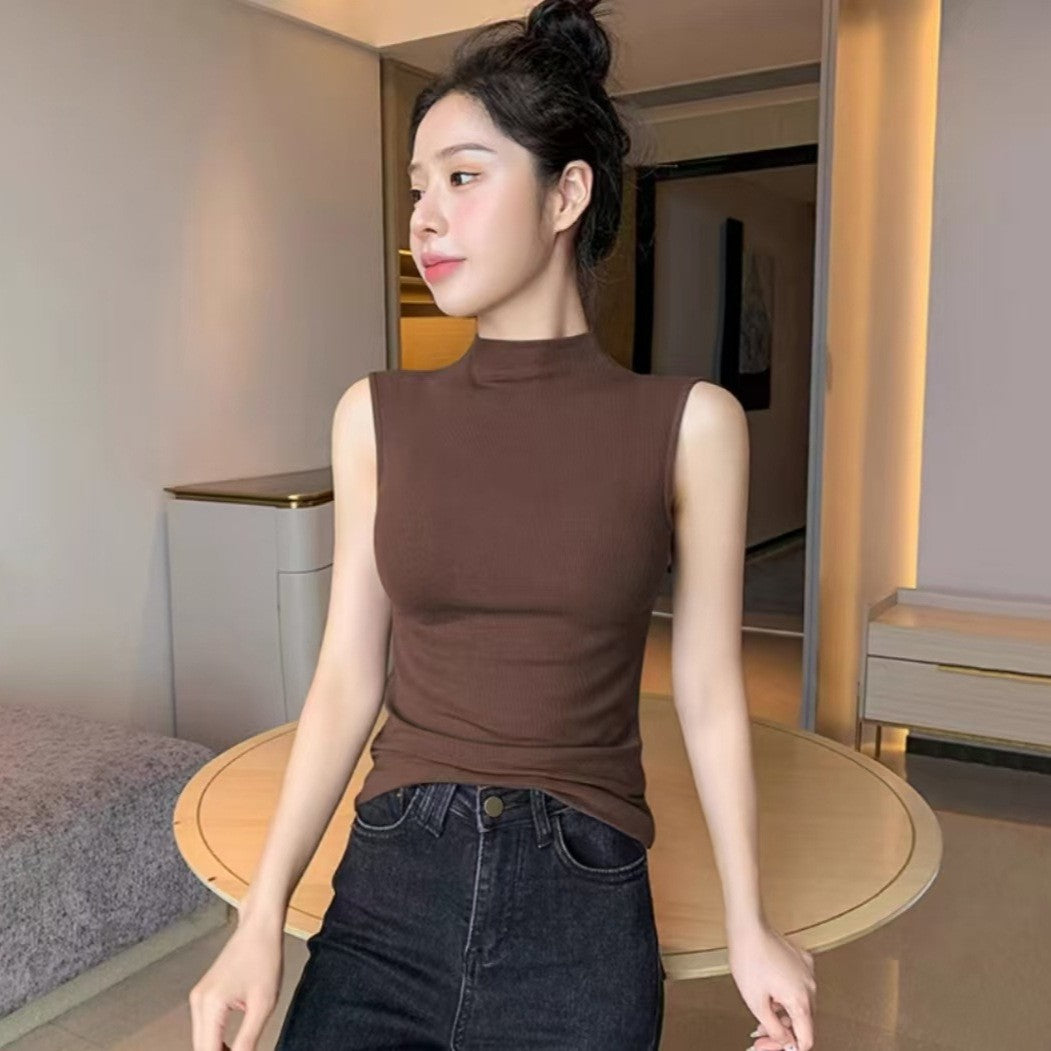 Half-high Collar Sleeveless Vest