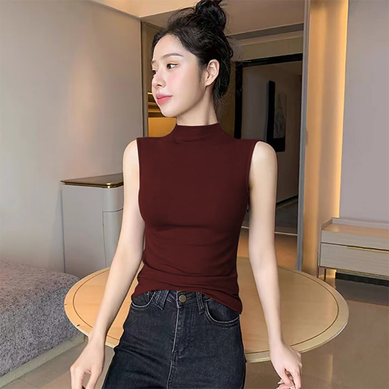 Half-high Collar Sleeveless Vest
