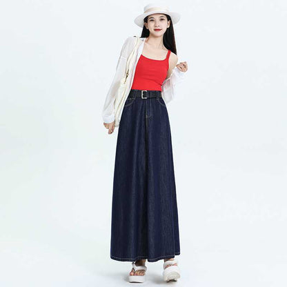 Half-length denim skirt