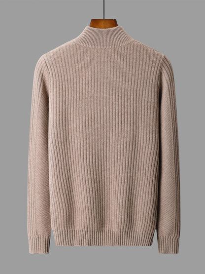 Half-neck buttoned wool sweater