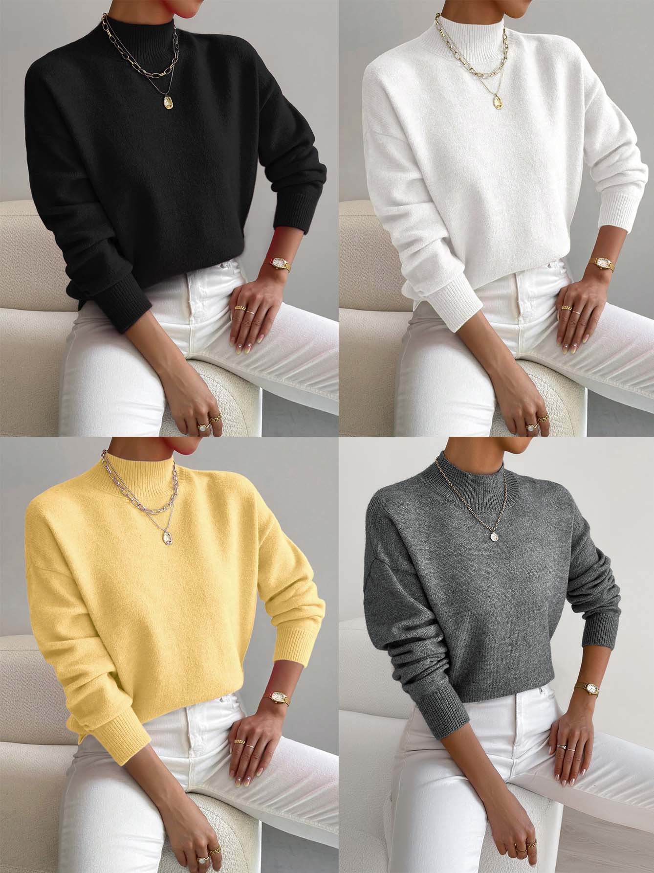 Half-neck pullover sweater