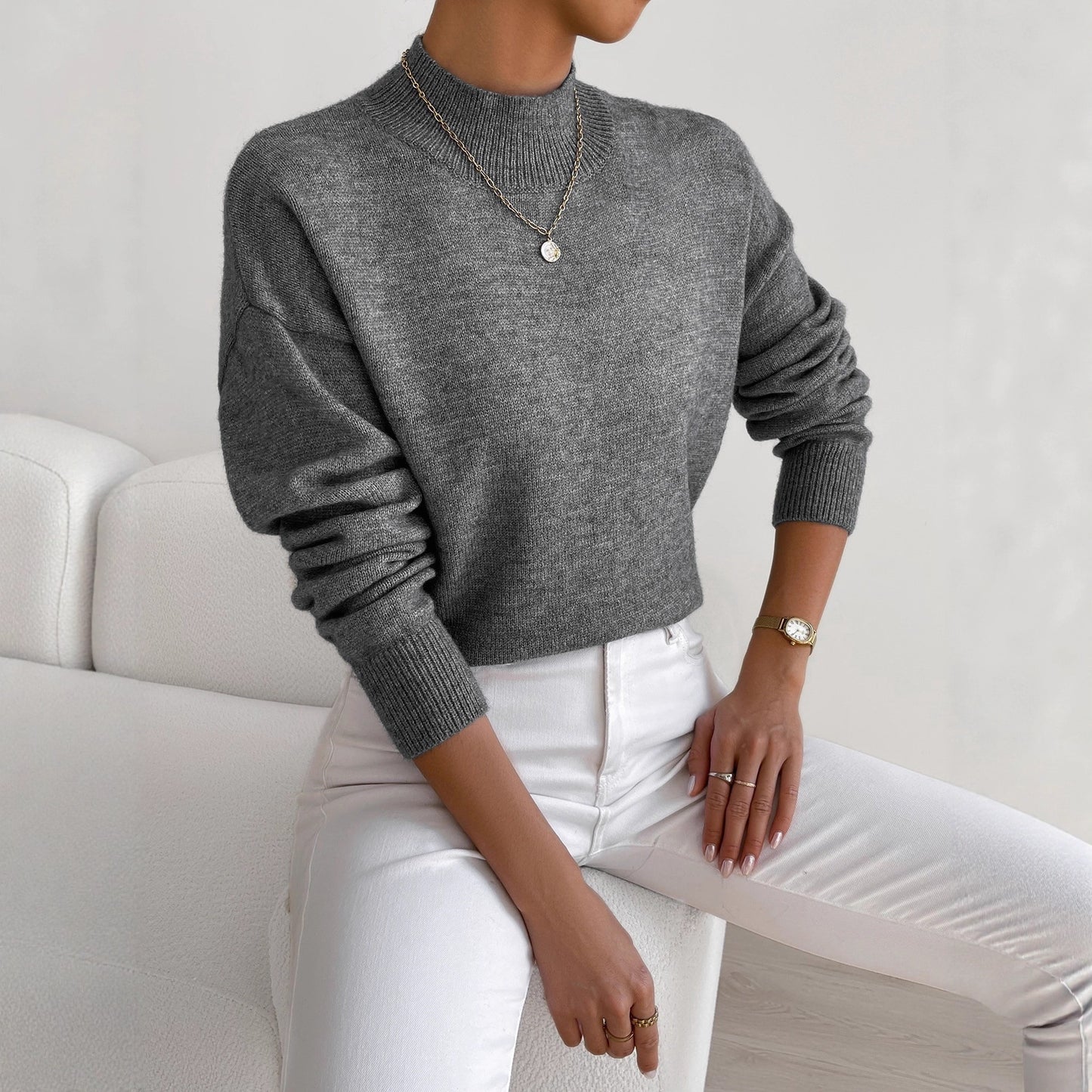 Half-neck pullover sweater