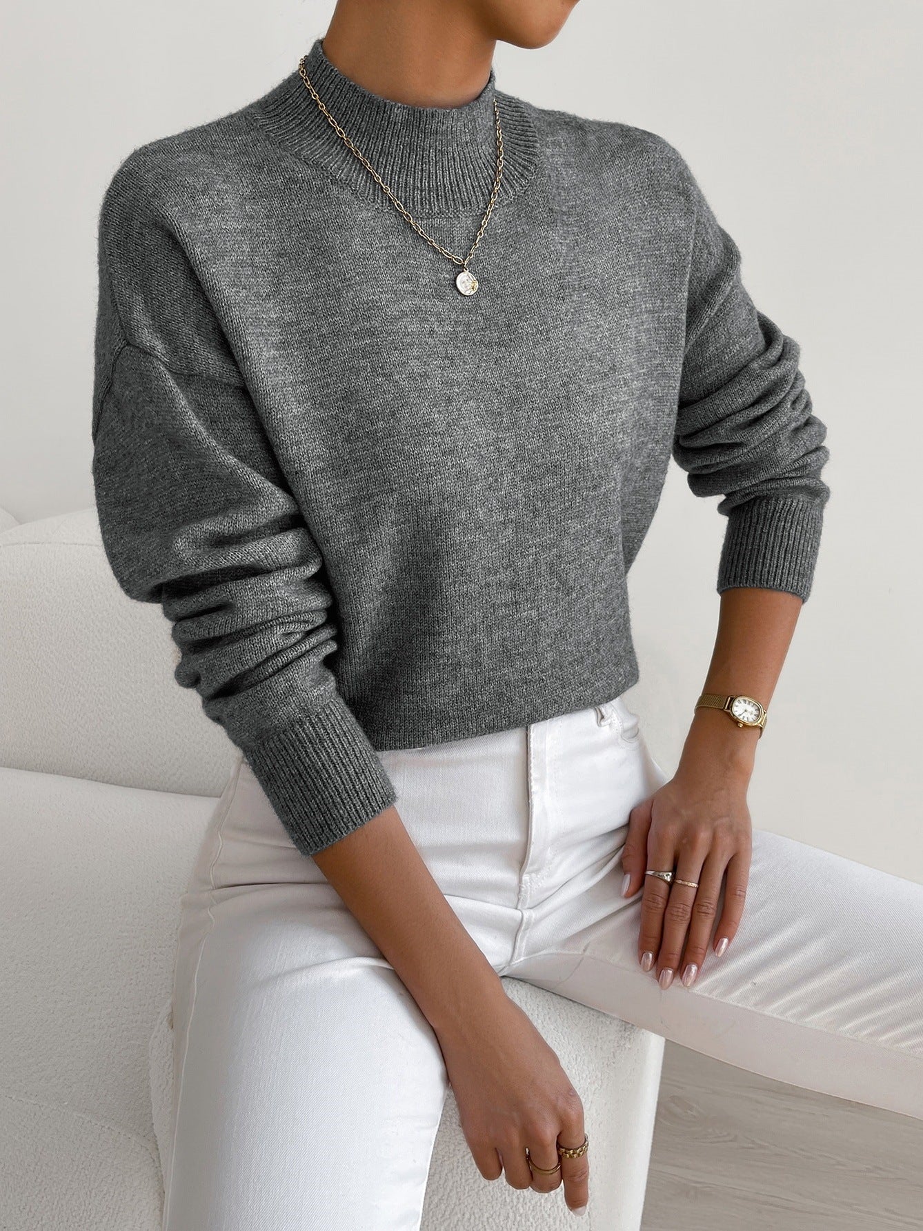 Half-neck pullover sweater