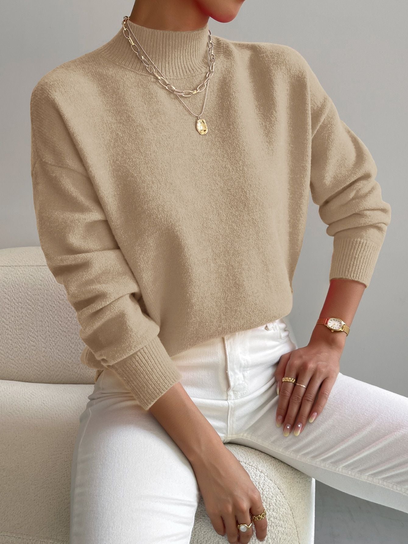 Half-neck pullover sweater