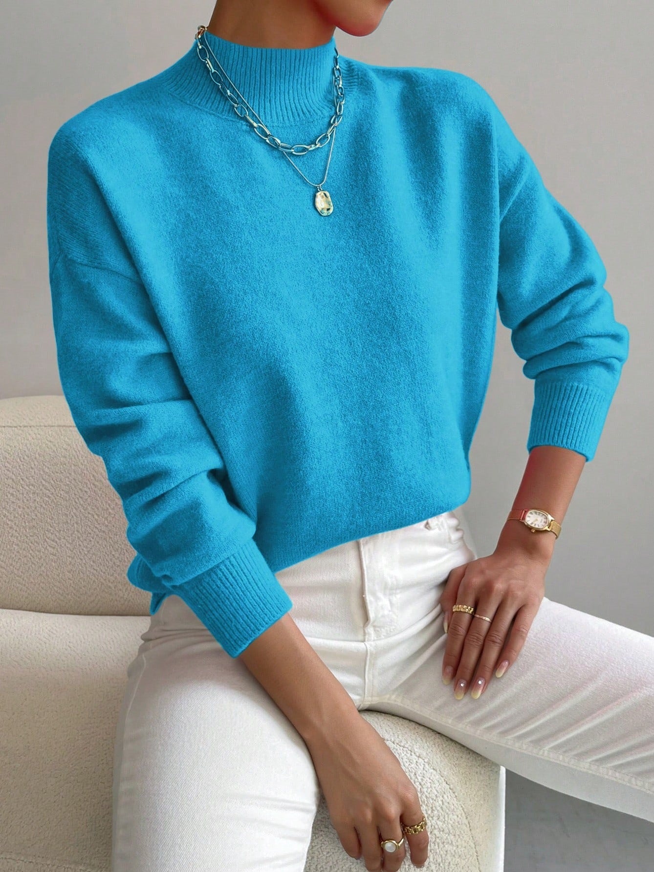 Half-neck pullover sweater