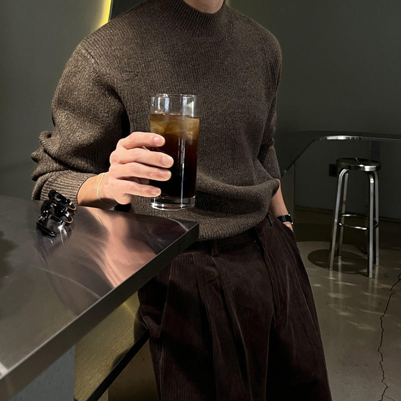 Half-turtleneck Knitted Sweater Winter Casual Pullover