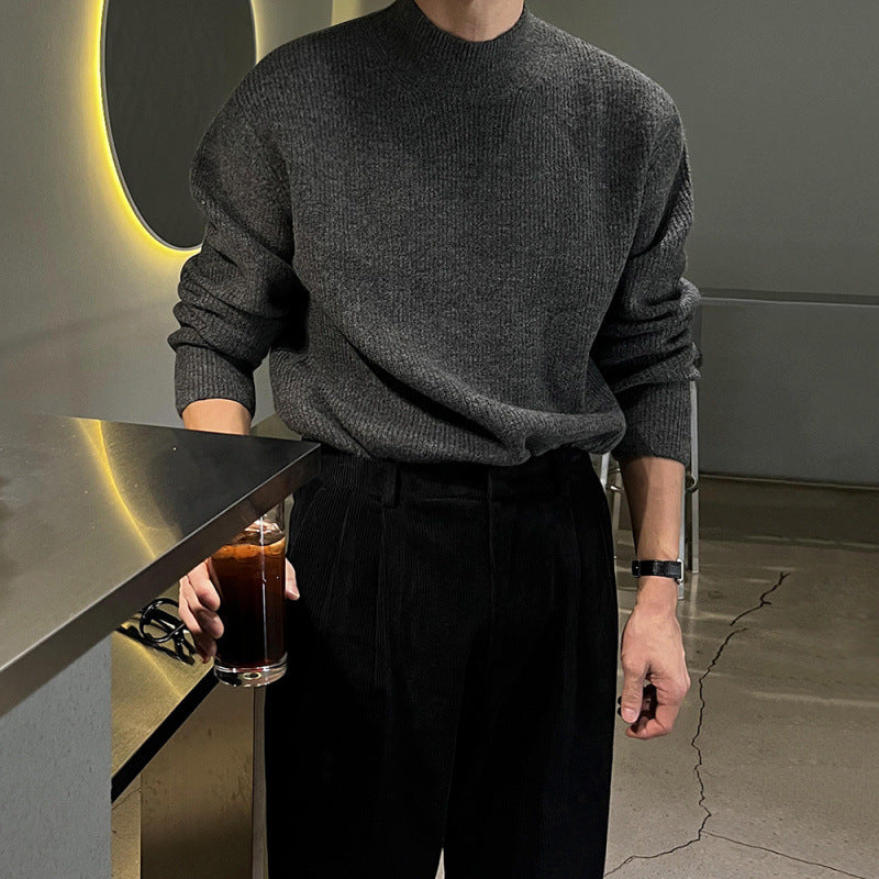 Half-turtleneck Knitted Sweater Winter Casual Pullover