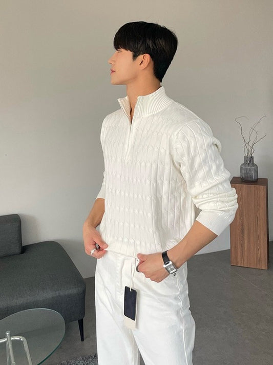 Half Turtleneck Zipper Pullover Sweater