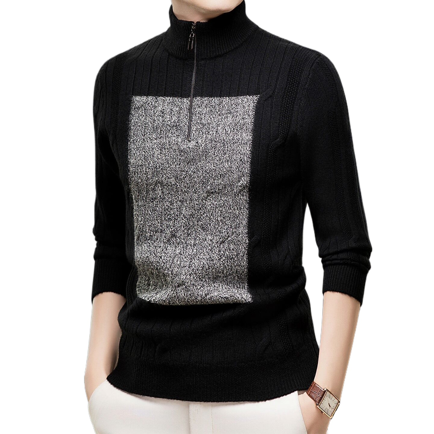 Half-zip knitted sweater