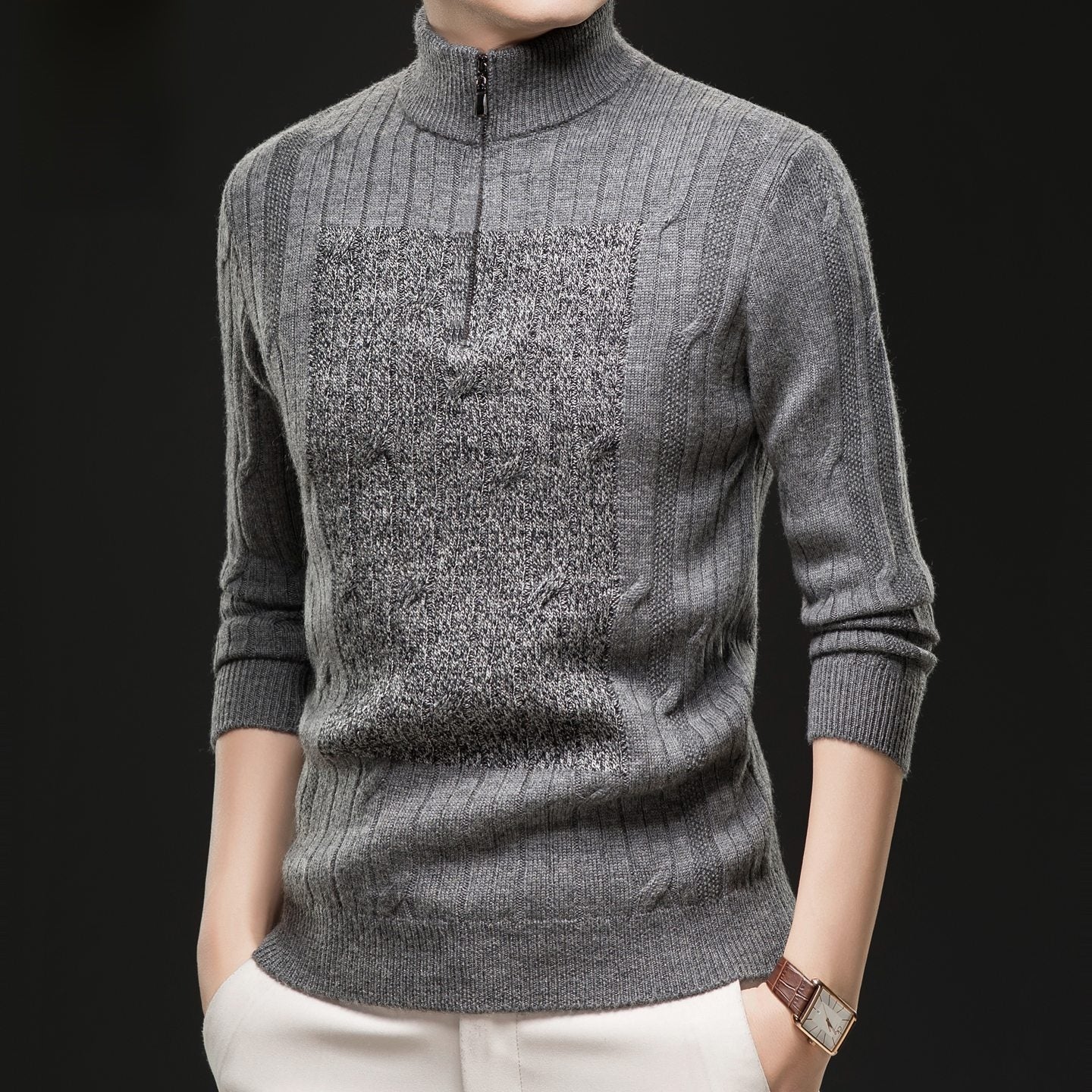 Half-zip knitted sweater