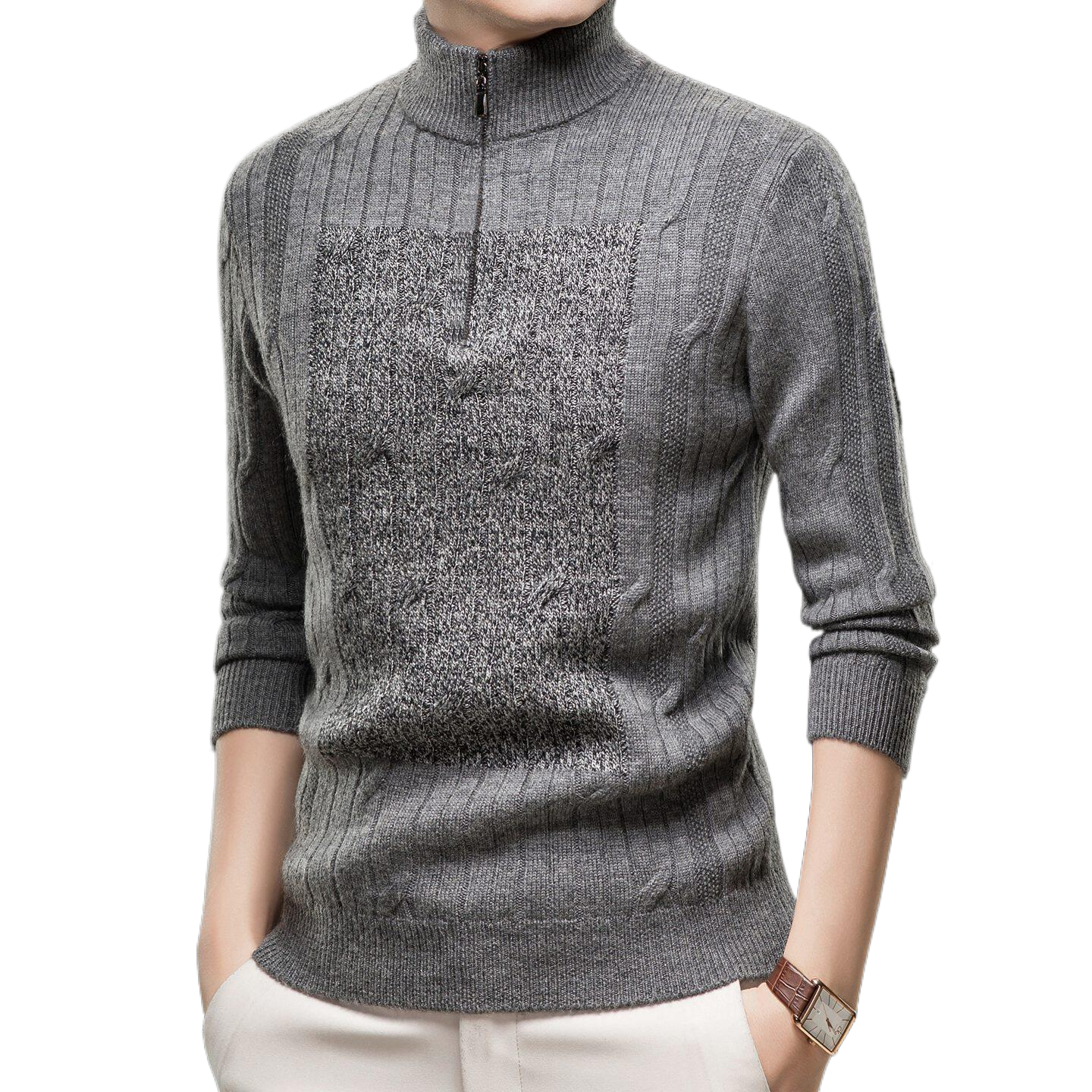 Half-zip knitted sweater